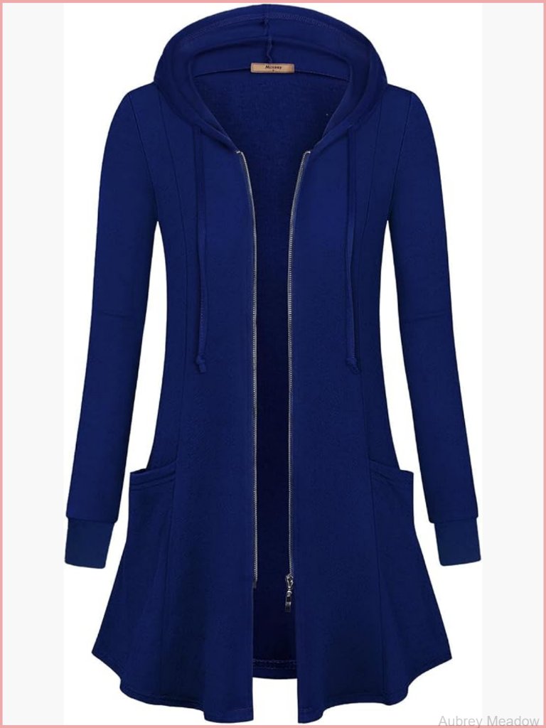 Zip Up Long Hoodie Jacket Lightweight Tunic Sweatshirt Open Front Cardigan